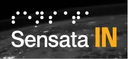 Sensata IN 2 color light logo on dark photographic background